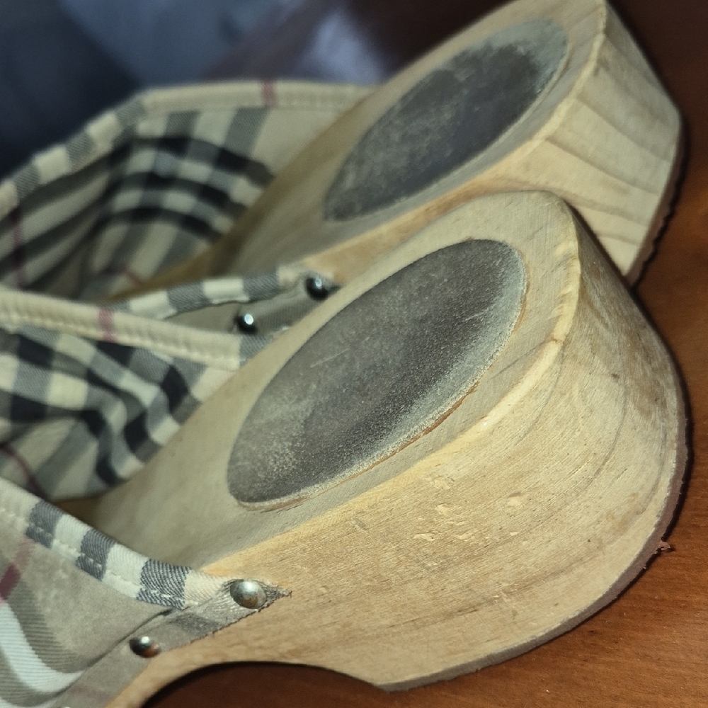 Burberry Plaid Slip-On Mules with Stud Accents - Picture 6 of 14